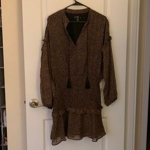 aqua dress. brown and black spots.